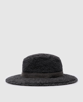 Brunello Cucinelli Gray wool and cashmere hat with ecolatun monil chain MCAP90221