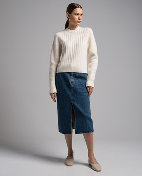 CO White ribbed wool and cashmere sweater 8625WCM