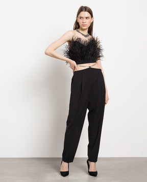 Dondup Black pants made of wool Blanca with a chain DP701WS0111DXXX