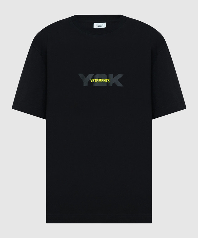 Vetements - Black Y2K t-shirt with logo embroidery UE64TR250B