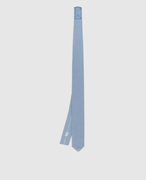 Stefano Ricci Baby blue silk tie with logo embroidery YCRMTSR8189