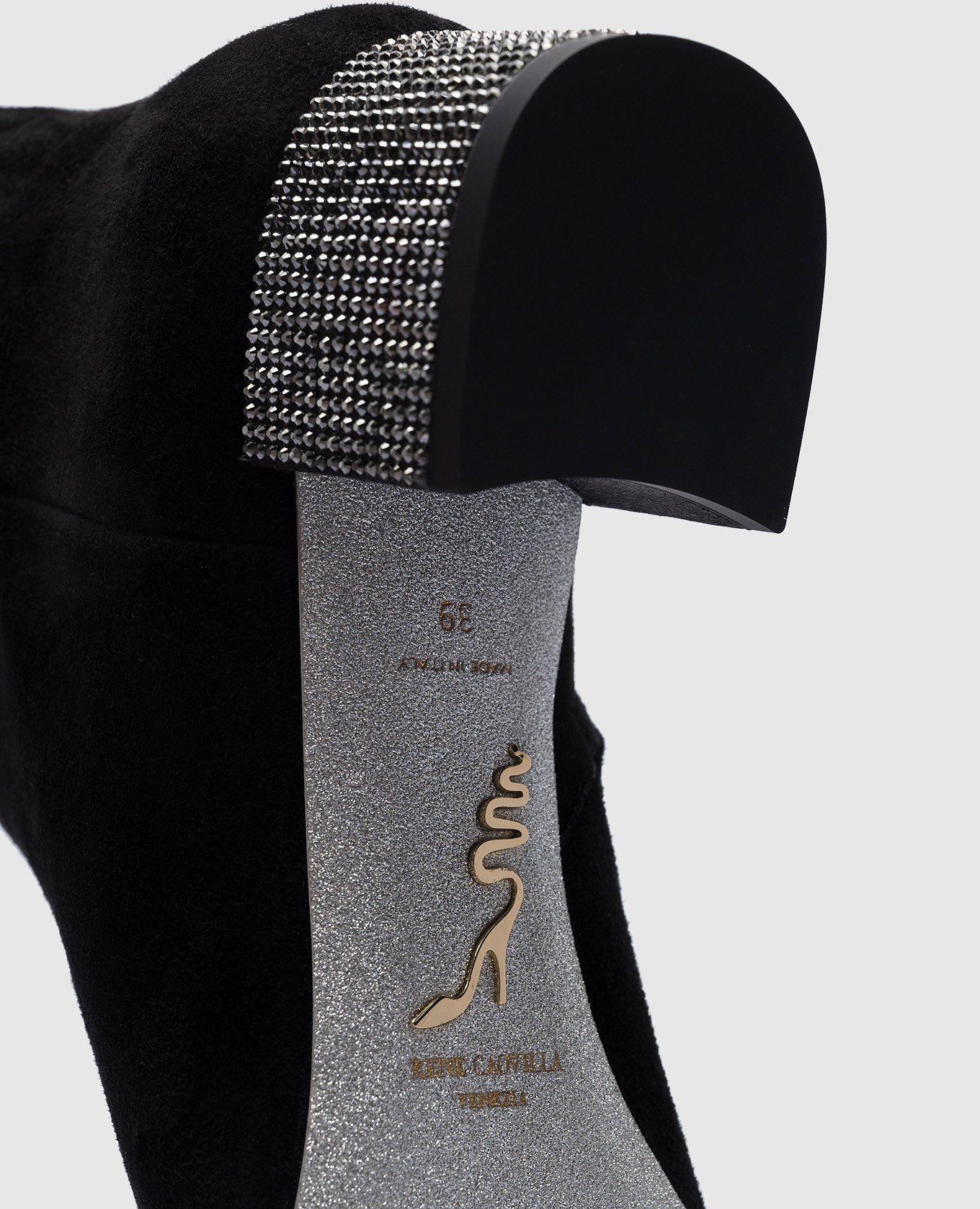 

Black suede boots with crystals Rene Caovilla