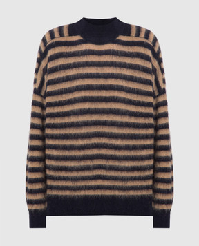 Brunello Cucinelli Blue striped sweater with monil chain MBP154314P