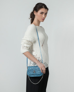 Ermanno Scervino Audrey crystal crossbody bag in blue suede D443S361CTUVV