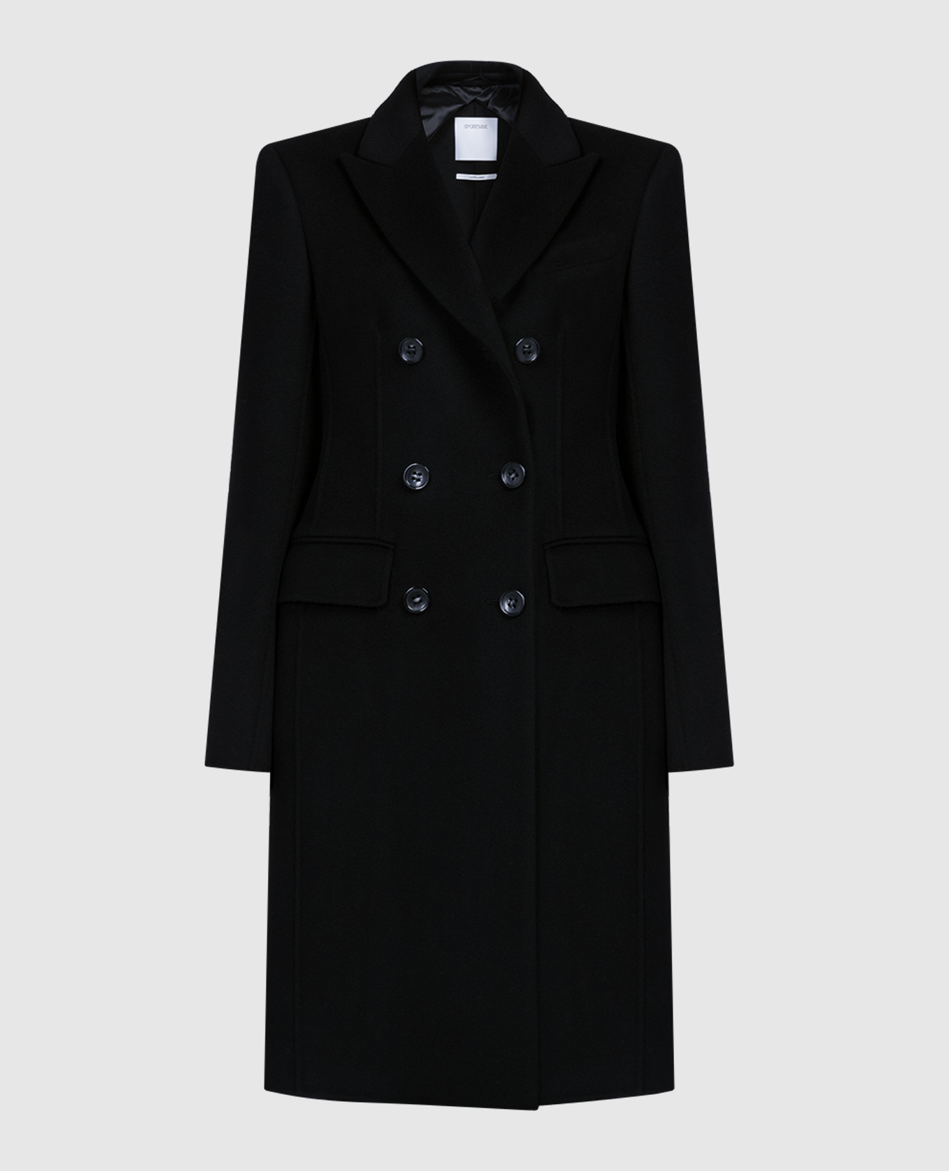 Black morgana double-breasted wool coat max mara sportmax