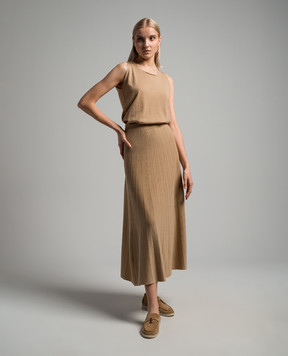 Babe Pay Pls Beige wool pleated top and skirt suit MD9792318465R