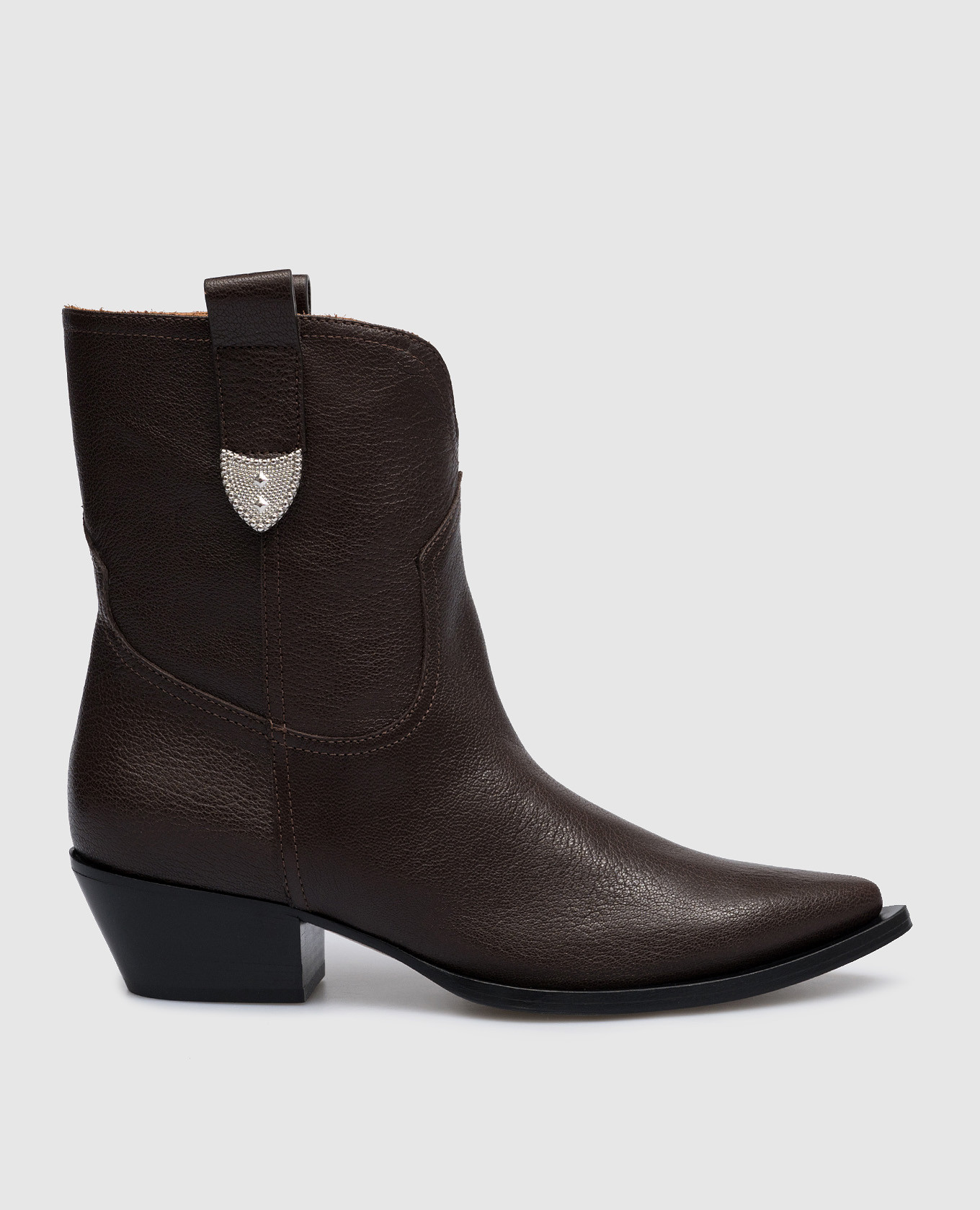 

Paris brown leather boots with metal details Babe Pay Pls, Коричневый