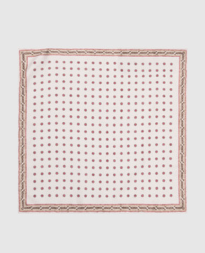 Brunello Cucinelli Beige double-sided pache scarf made of silk in a geometric pattern MR8780091