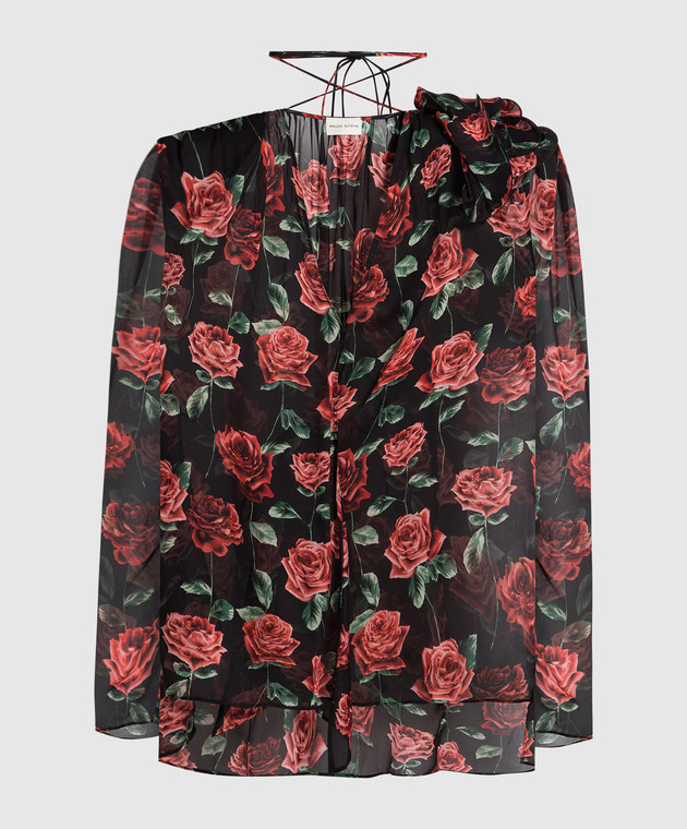 Magda Butrym - Black blouse made of scented silk in a floral print