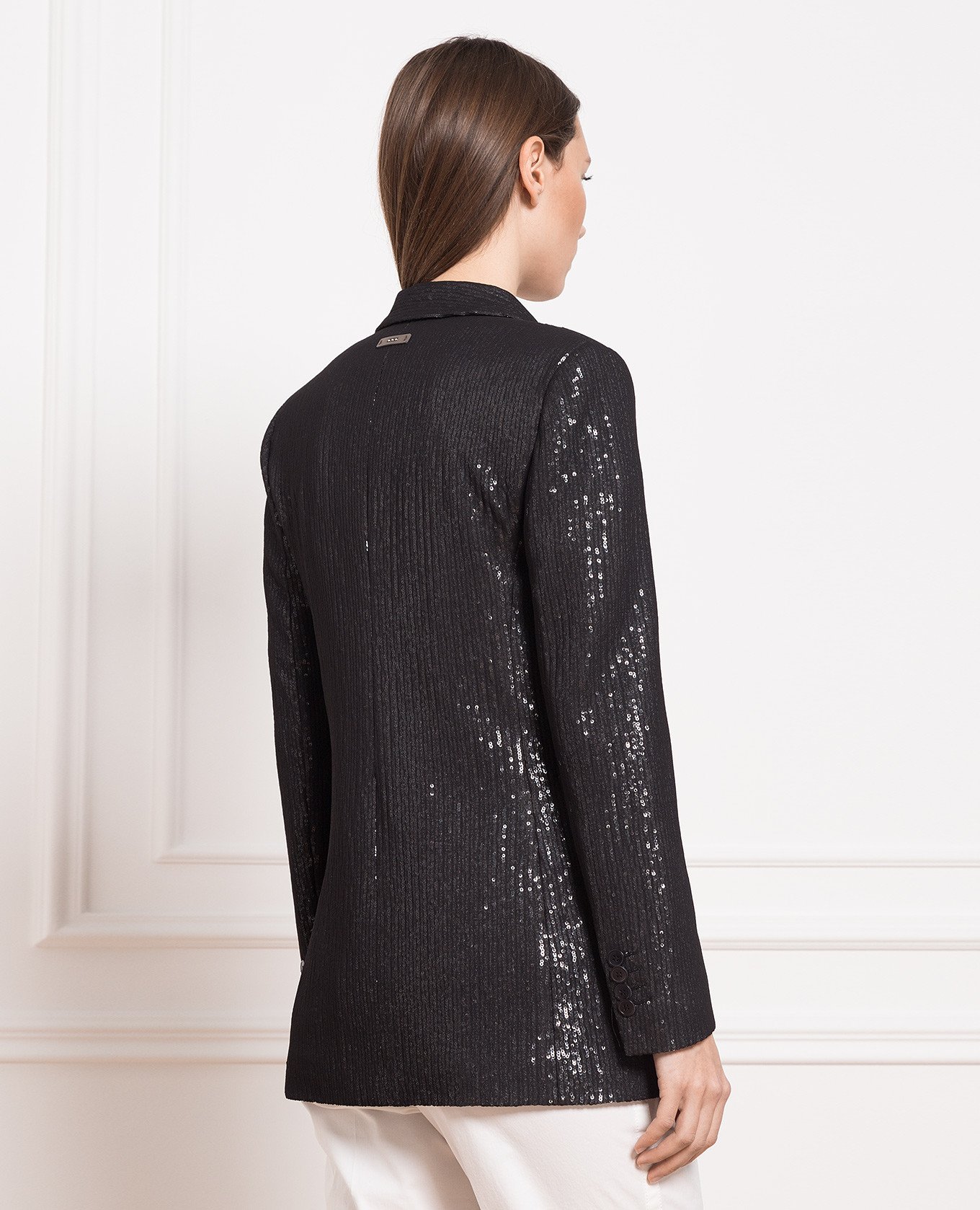 

Black double-breasted jacket with sequins Peserico