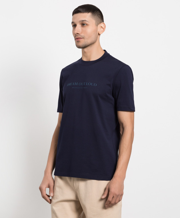 Brunello Cucinelli - Blue t-shirt with Dream out loud print