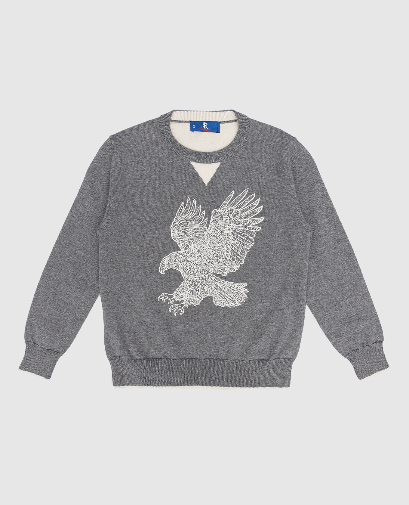 

Children's gray wool jumper with logo embroidery Stefano Ricci, Серый