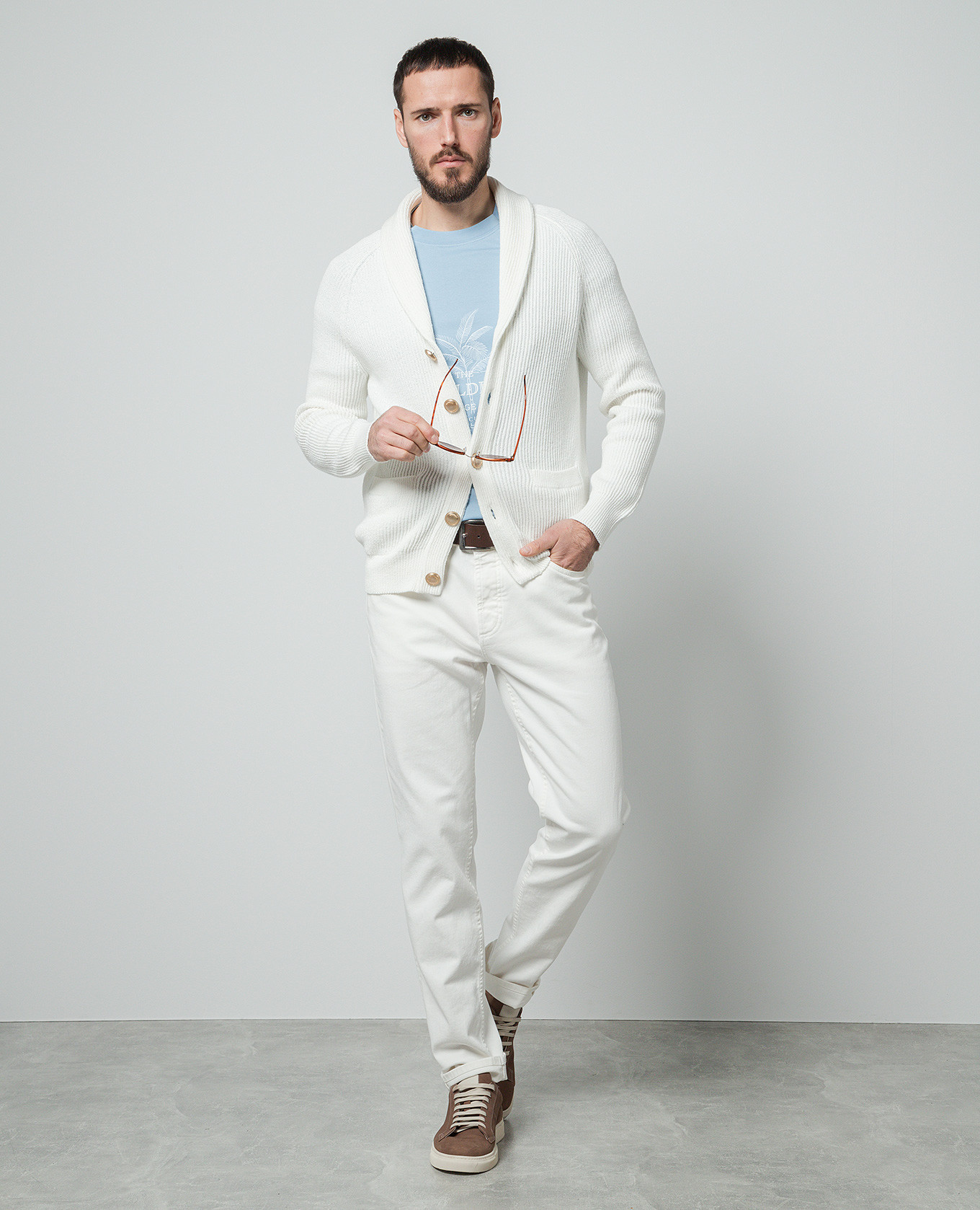 

Blue t-shirt with logo print Brunello Cucinelli, Light blue
