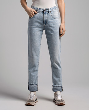 Brunello Cucinelli Blue jeans with monil chain M0H72P5797