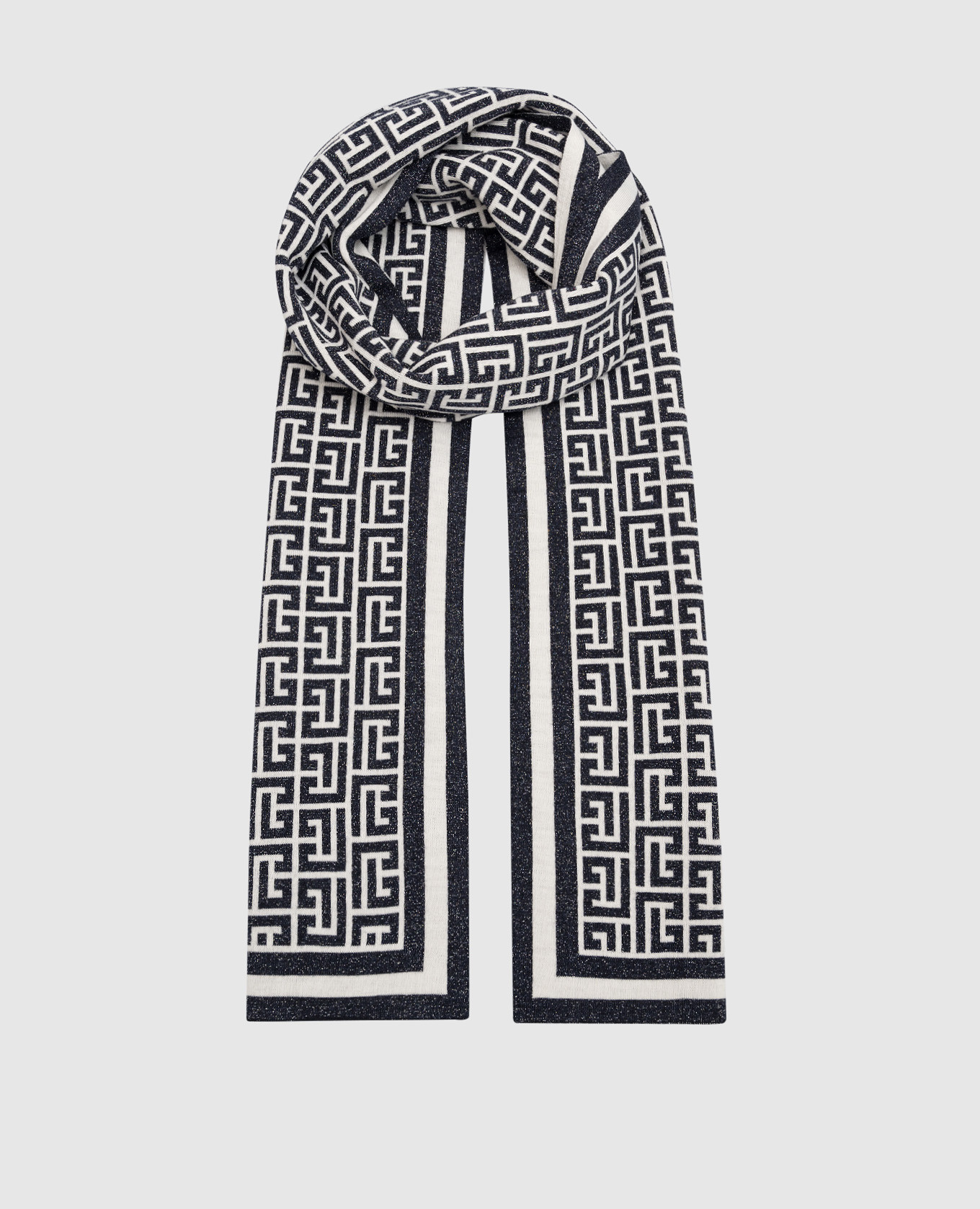 

Blue scarf made of wool in a monogram pattern Balmain