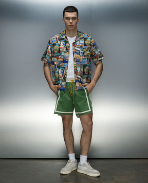 Rhude POSTCARD silk print shirt RHPS24SR08174976