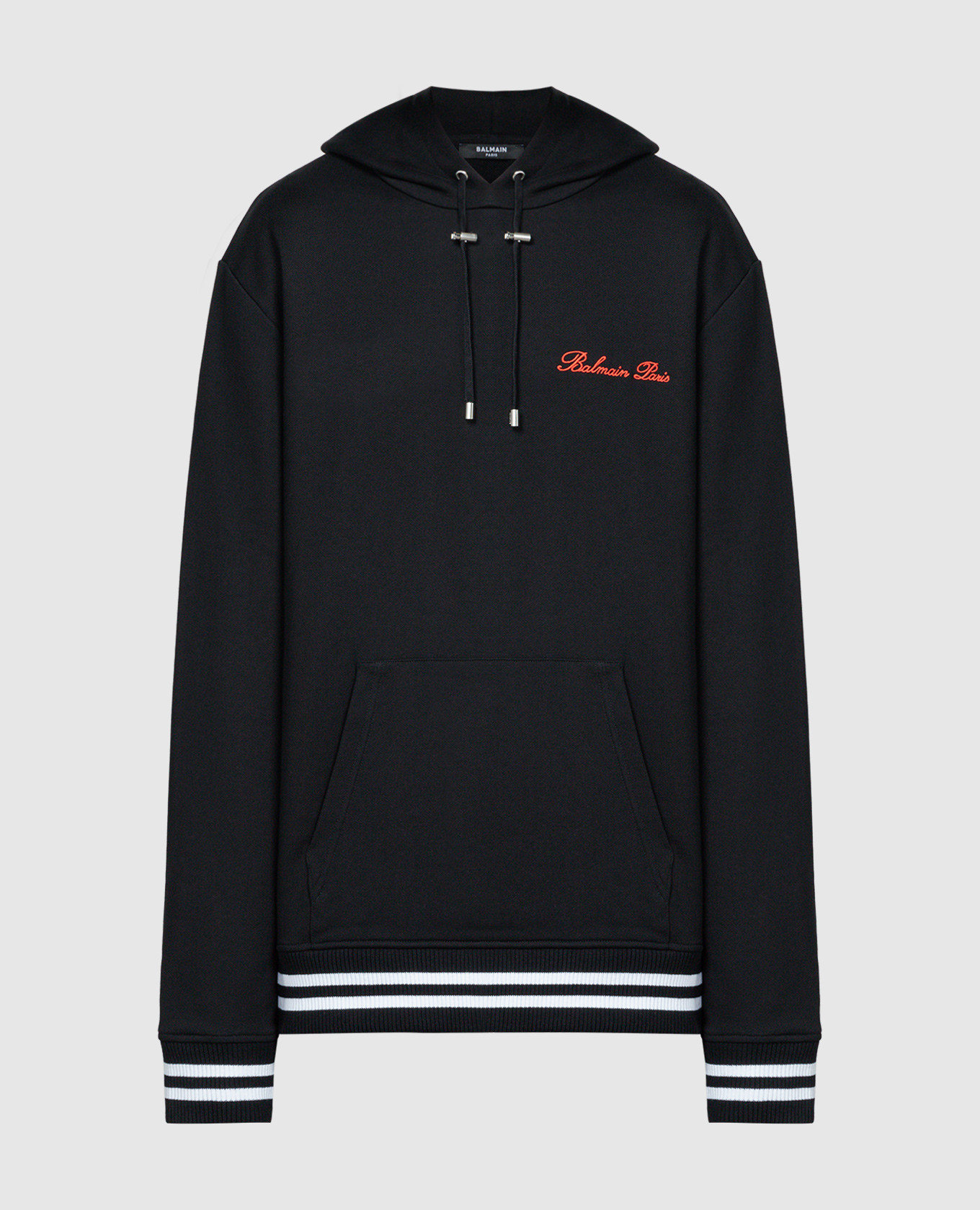 

Black hoodie with logo embroidery Balmain, Черный