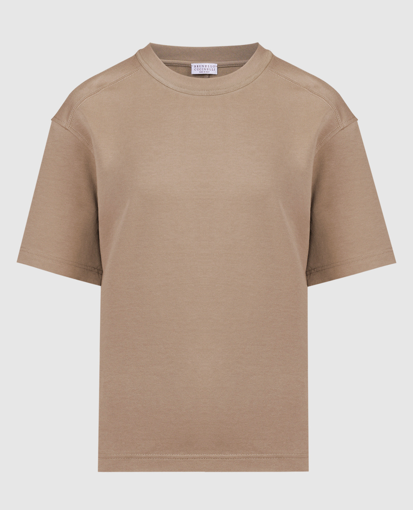 Brunello Cucinelli - Brown t-shirt with monil chain made of