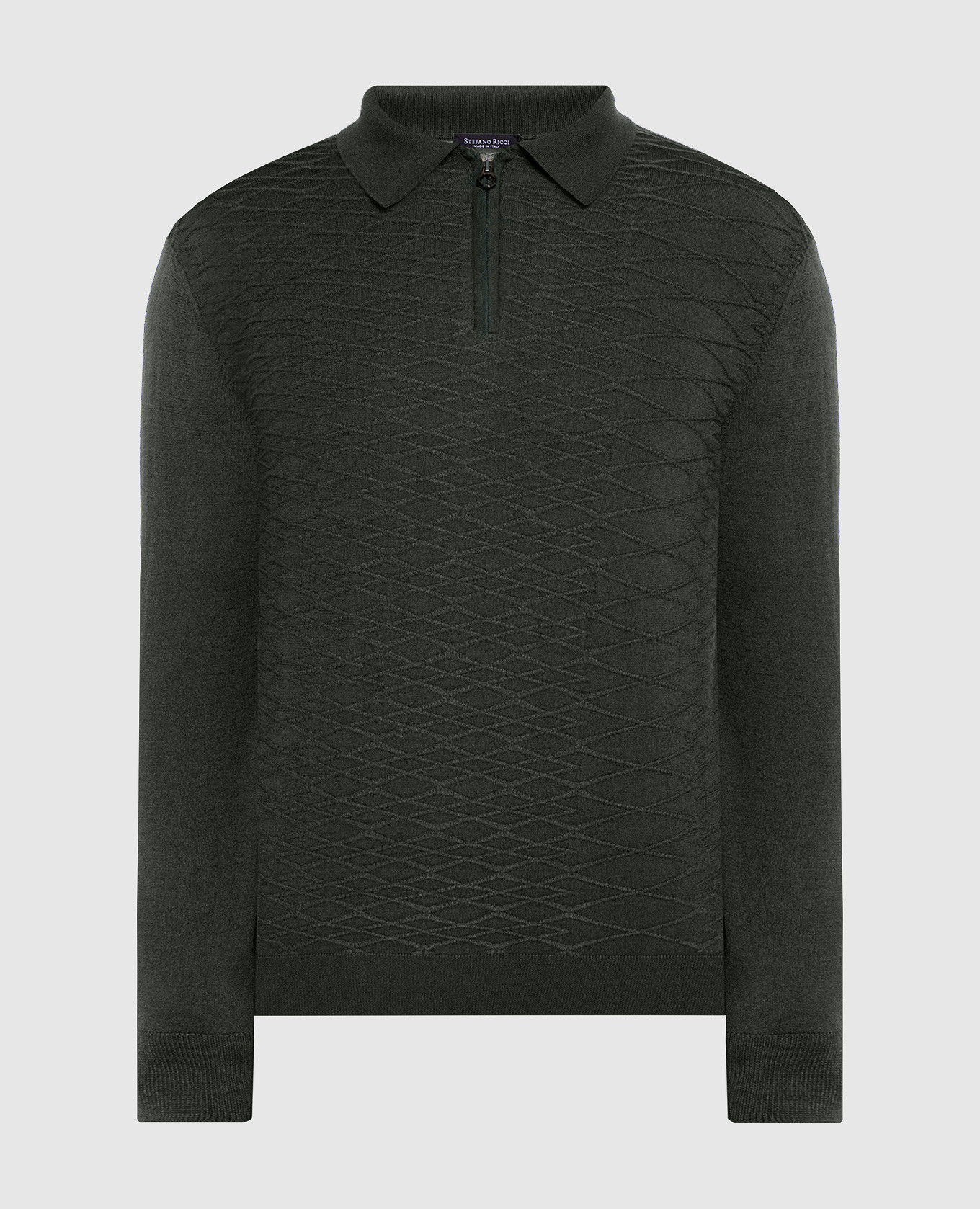 

Green polo in cashmere and silk with a textured logo pattern Stefano Ricci