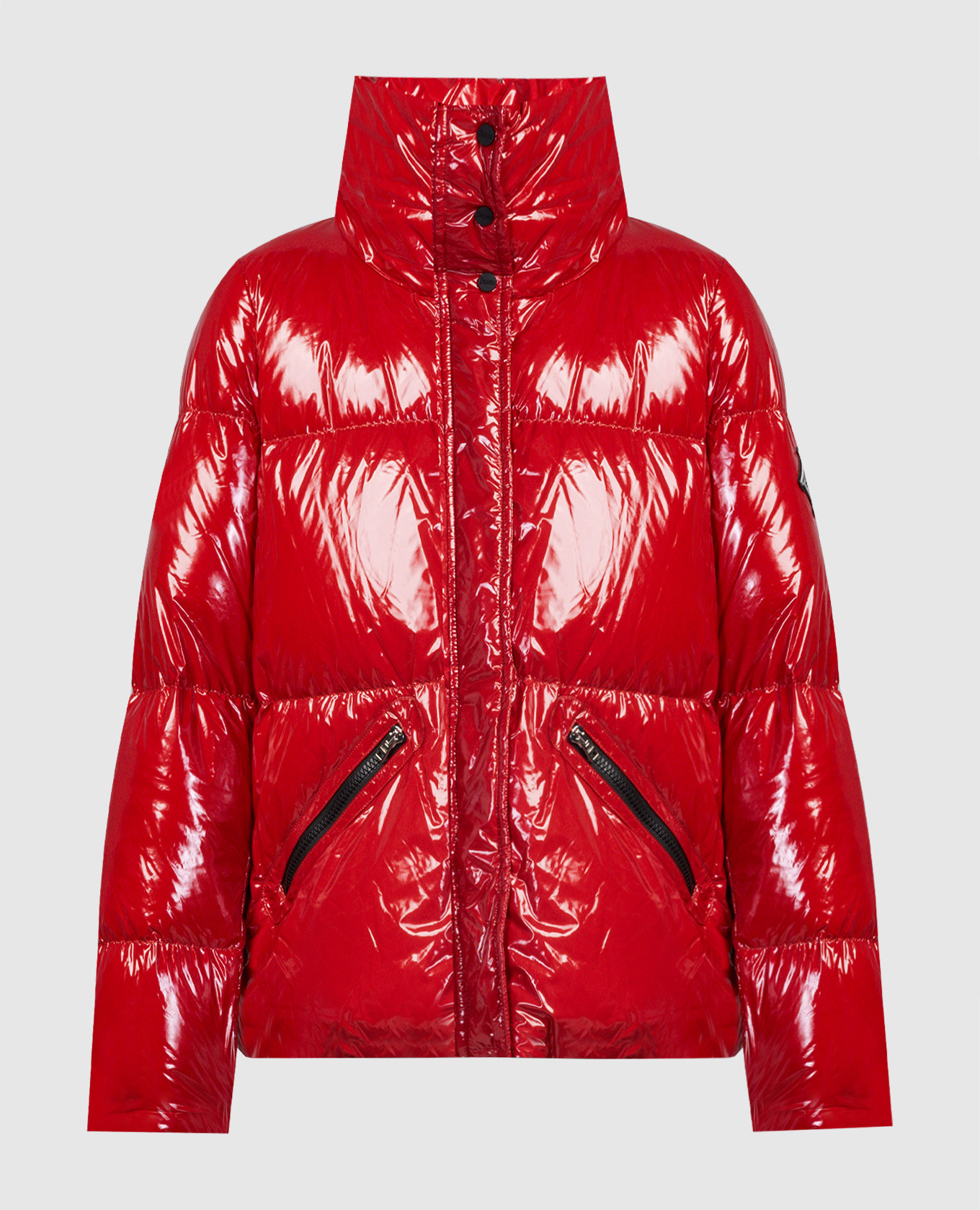 Red down jacket with logo herno