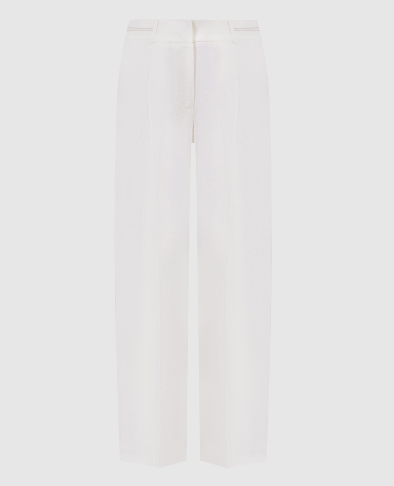 White linen pants with monil chain peserico