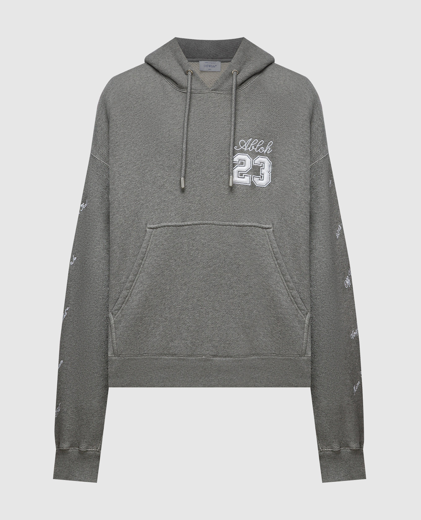 

Gray melange hoodie with 23 Logo embroidery Off-White, Серый