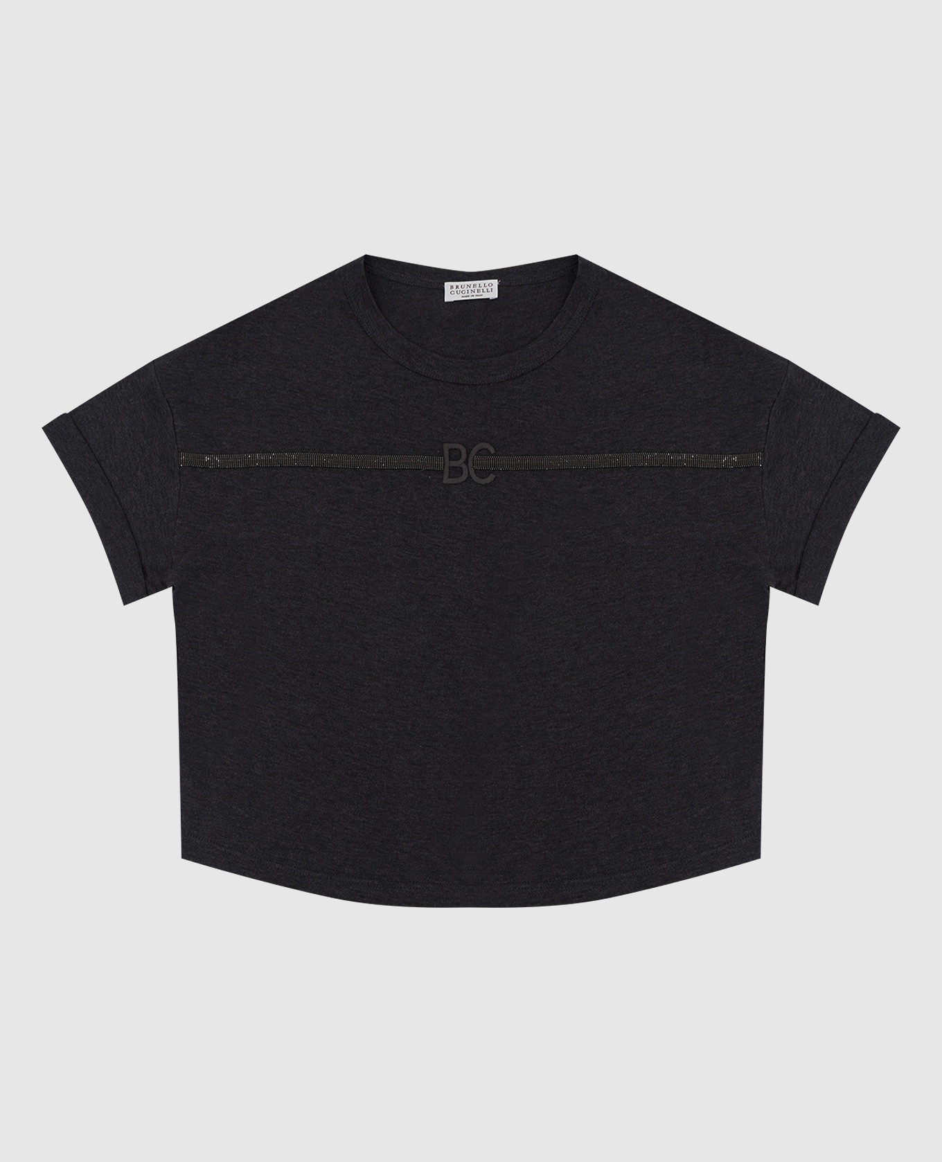 

Children's dark gray t-shirt with chains and monogram Brunello Cucinelli, Серый