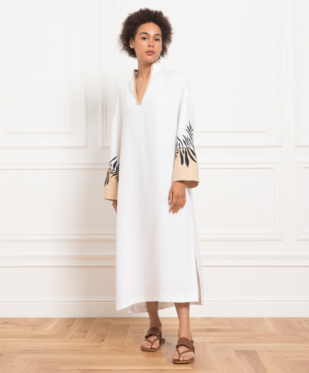 Loro Piana - White linen dress with embroidery FAM0920 - shop with Denmark delivery at Symbol Loro Piana - White linen dress with embroidery FAM0920 - shop with Denmark delivery at Symbol