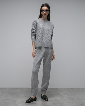 Ballantyne Gray joggers made of wool in a textured pattern B1T0427W106