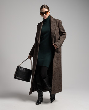 Michael Kors Brown patterned wool and silk tweed coat DOL7010119269