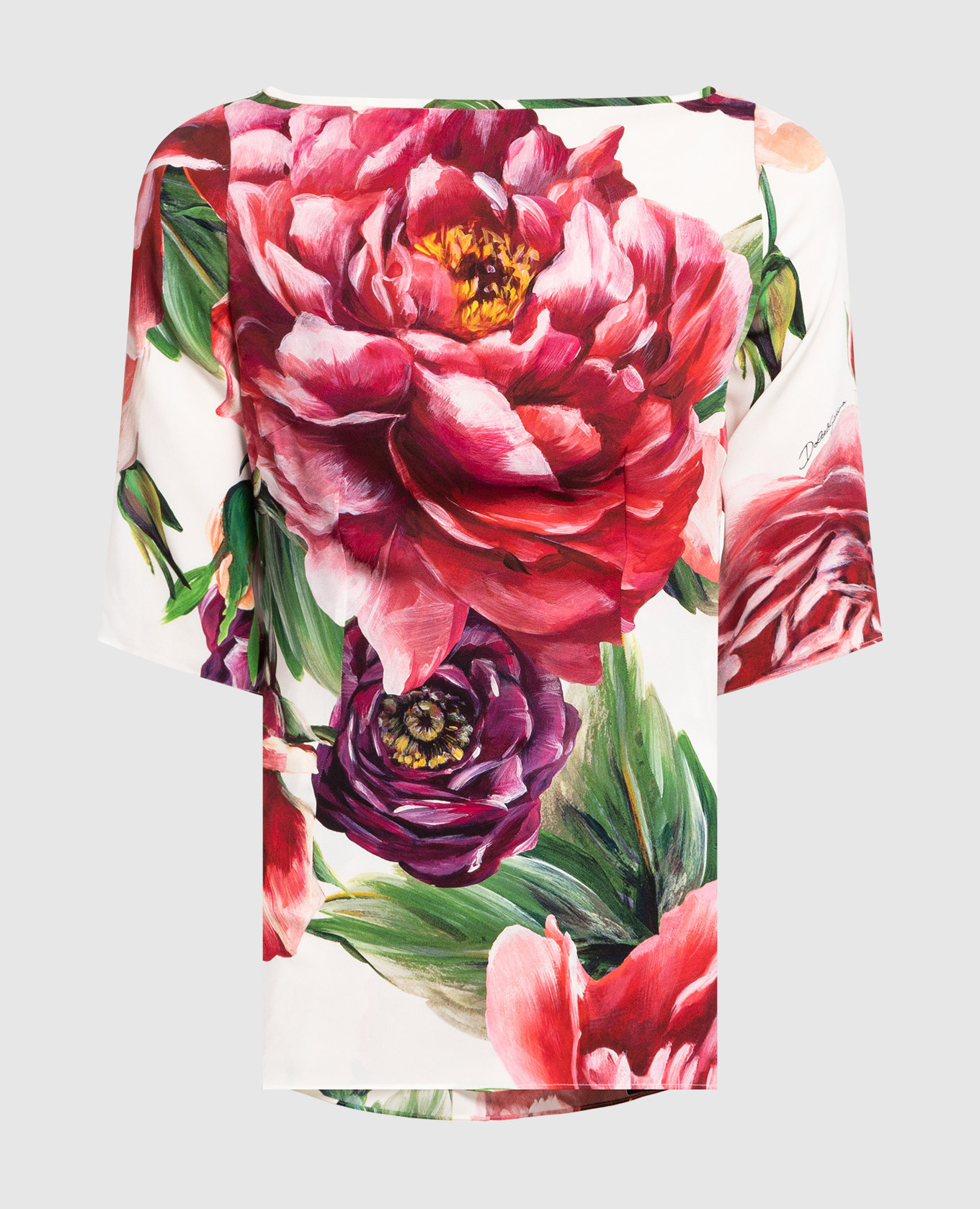 

Silk blouse with Peony print Dolce&Gabbana, White