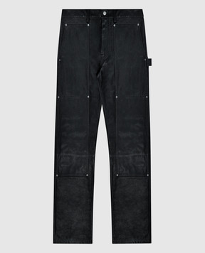 Helmut Lang Black leather pants with a vintage effect N07HM202