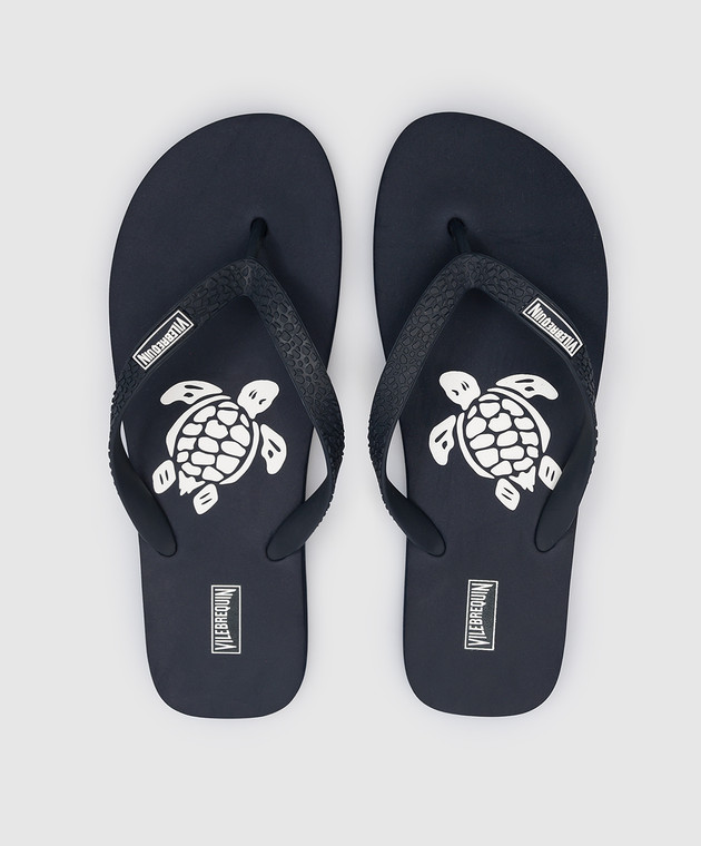 Vilebrequin - Copp Turtle Logo Flip Flops in Blue COPU3500 