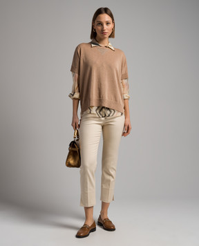 Peserico Beige pants with a patch P04615J001953