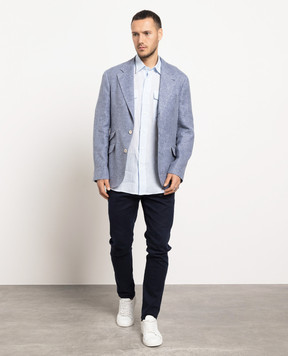Brunello Cucinelli Blue linen shirt MB6080666