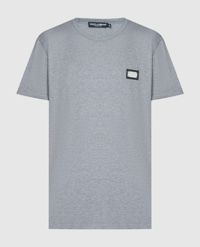 Dolce&Gabbana Gray melange t-shirt with logo patch G8PT1TG7F2I