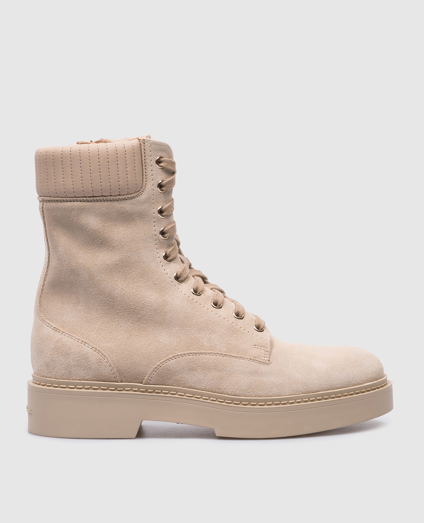 

Beige suede boots with logo Santoni, Бежевый