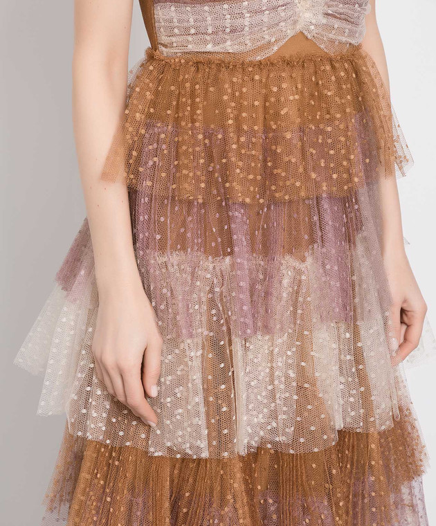 Red Valentino - Brown midi dress with ruffles XR0VA22A6FM - shop with  Bulgaria delivery at Symbol