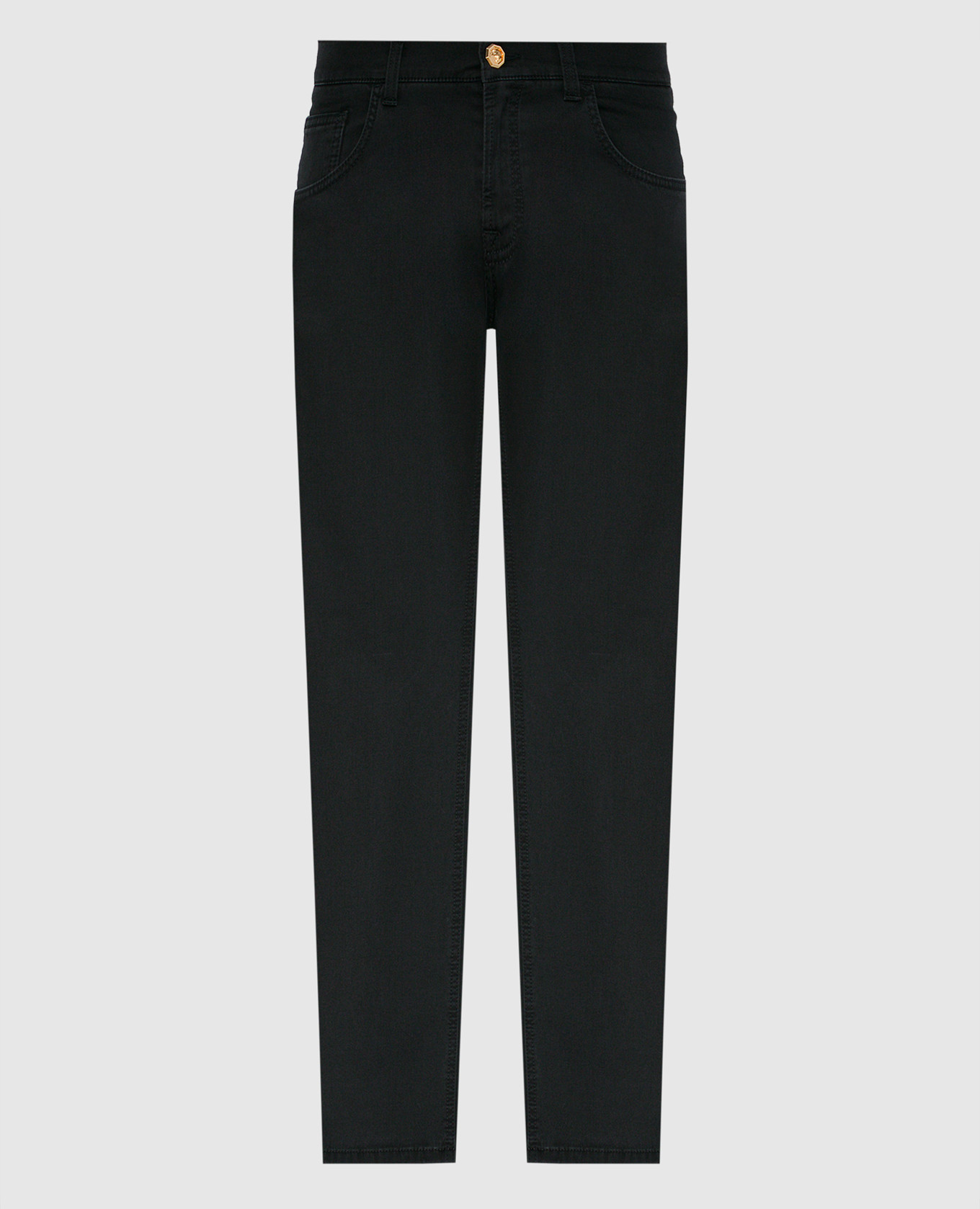

Black jeans with embroidery and metallic logo Stefano Ricci
