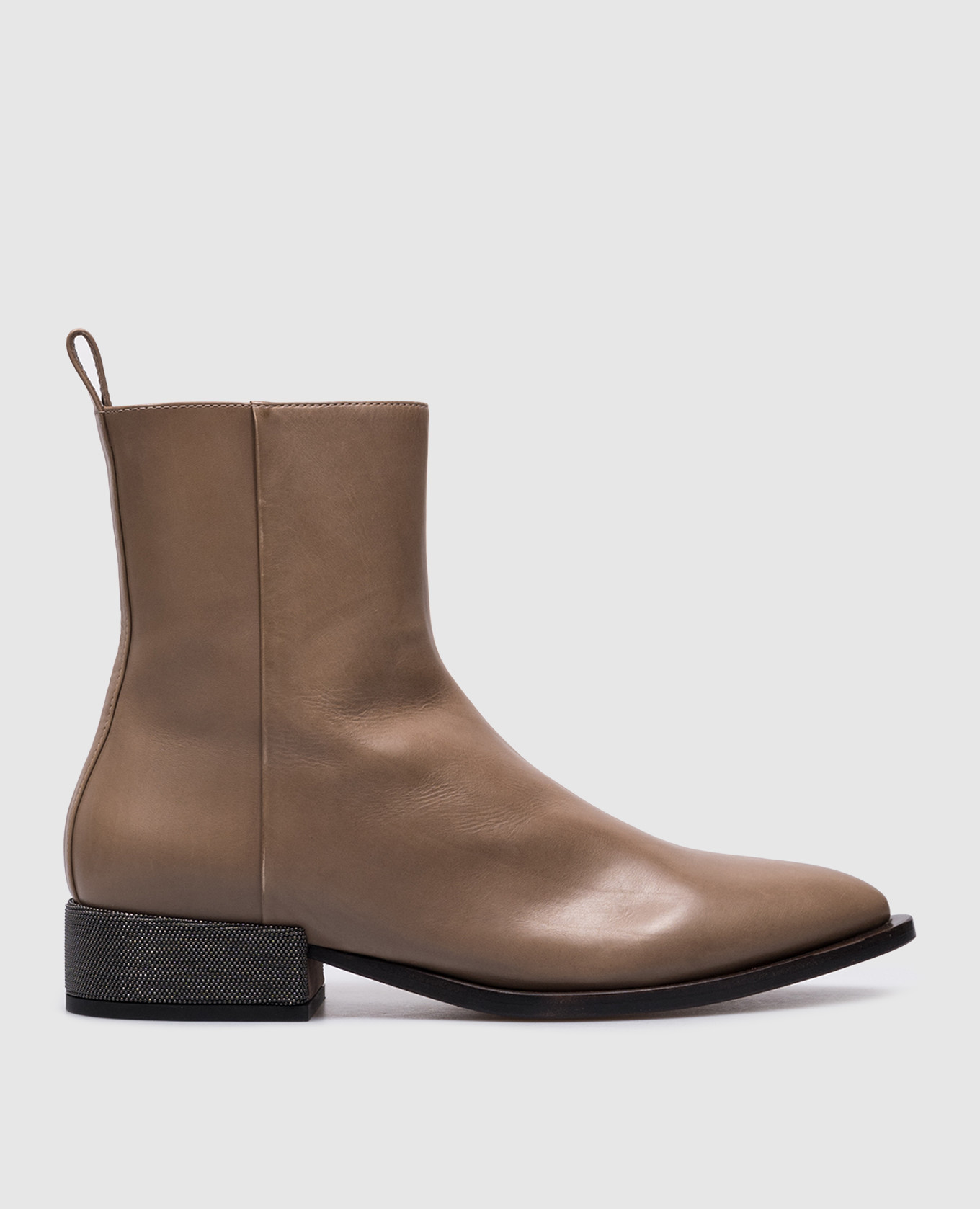 

Beige leather boots with monil chain Brunello Cucinelli, Бежевый