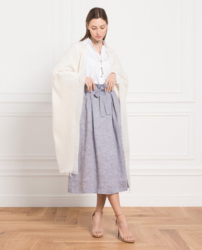 Peserico Gray linen midi skirt with monil chain P05311D02600