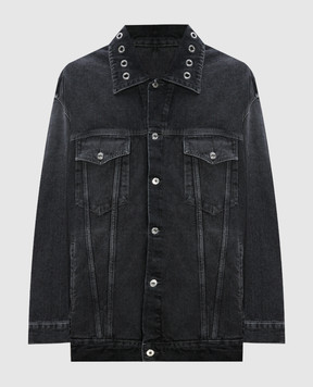Off-White Gray denim jacket with eyelets OMYE090F23DEN008