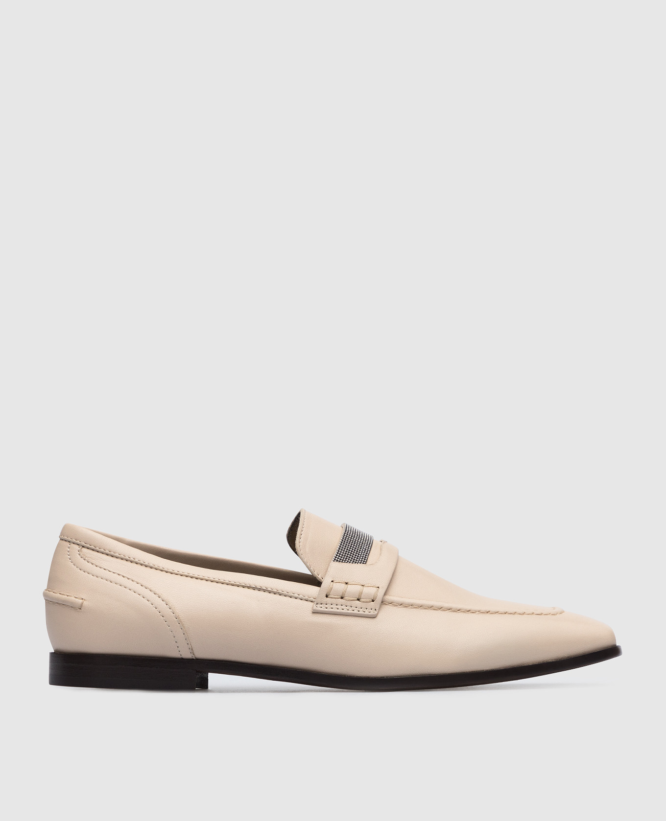 

Beige Leather Monil Loafers Brunello Cucinelli, Бежевый