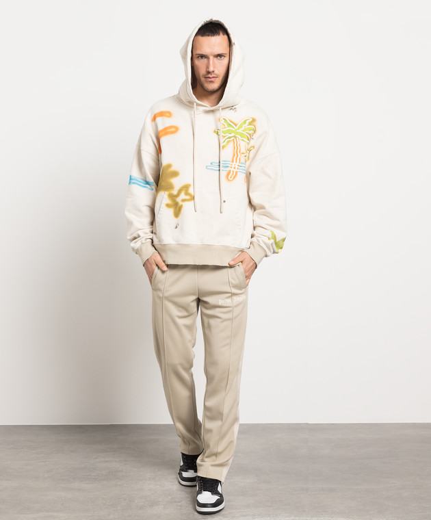 Palm Angels Beige hoodie with PALM NEON print PMBB117S23FLE011 buy with Czech Republic delivery at Symbol