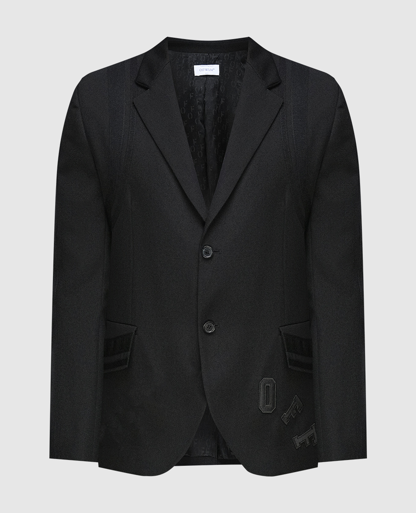 

Black wool blazer with appliqués Off-White