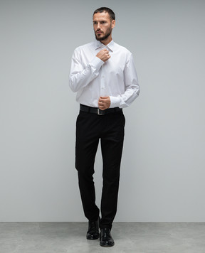 Stefano Ricci White shirt with a metal logo in the form of an eagle head MC007152L1600