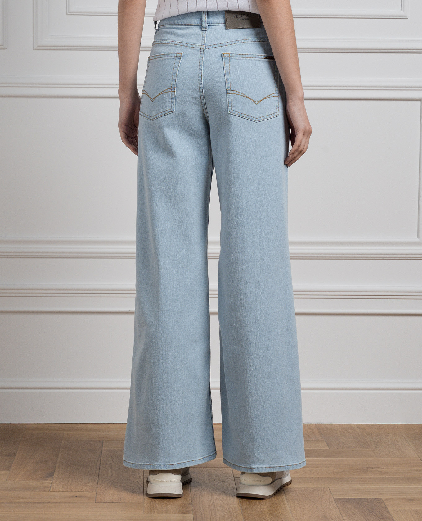 Blue flared jeans with logo Peserico 4