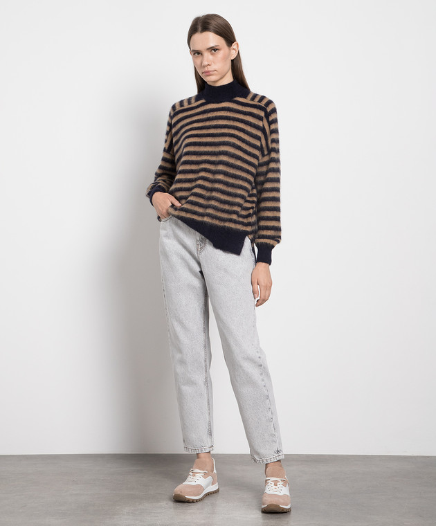 Brunello Cucinelli Jersey rayas azul cadena monil MBP154314P