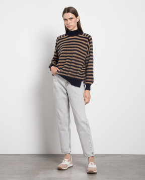 Brunello Cucinelli Blue striped sweater with monil chain MBP154314P
