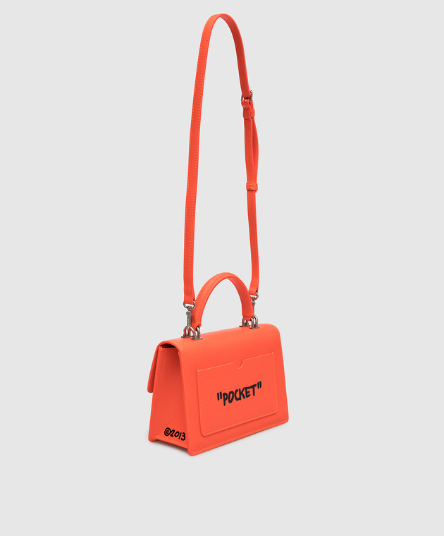 Off White JITNEY 1.4 orange leather satchel bag with print OWNP034S23LEA001 buy with Latvia delivery at Symbol